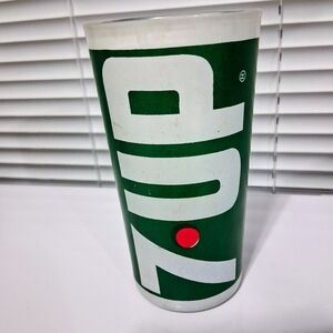 Vintage 7-Up Soda Glass Wet & Wild Red Dot 5" Pop Green And White